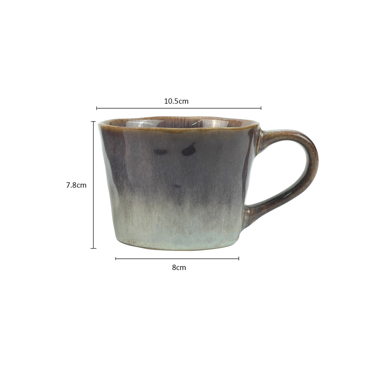 2X Reactive Glazed Ceramic Organic Coffee Mug 350ml - Earthy Grey Blue