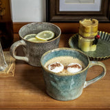 2X Reactive Glazed Ceramic Organic Coffee Mug 350ml - Earthy Grey Blue