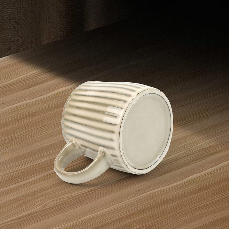 High-Fired Ceramic Stoneware Ribbed Mug 460ml - EARTHY BROWN