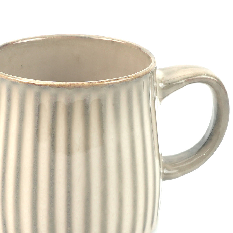 High-Fired Ceramic Stoneware Ribbed Mug 460ml - EARTHY BROWN