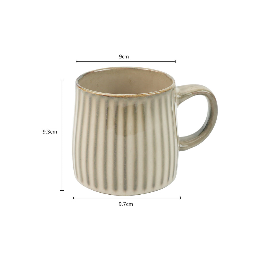 High-Fired Ceramic Stoneware Ribbed Mug 460ml - EARTHY BROWN