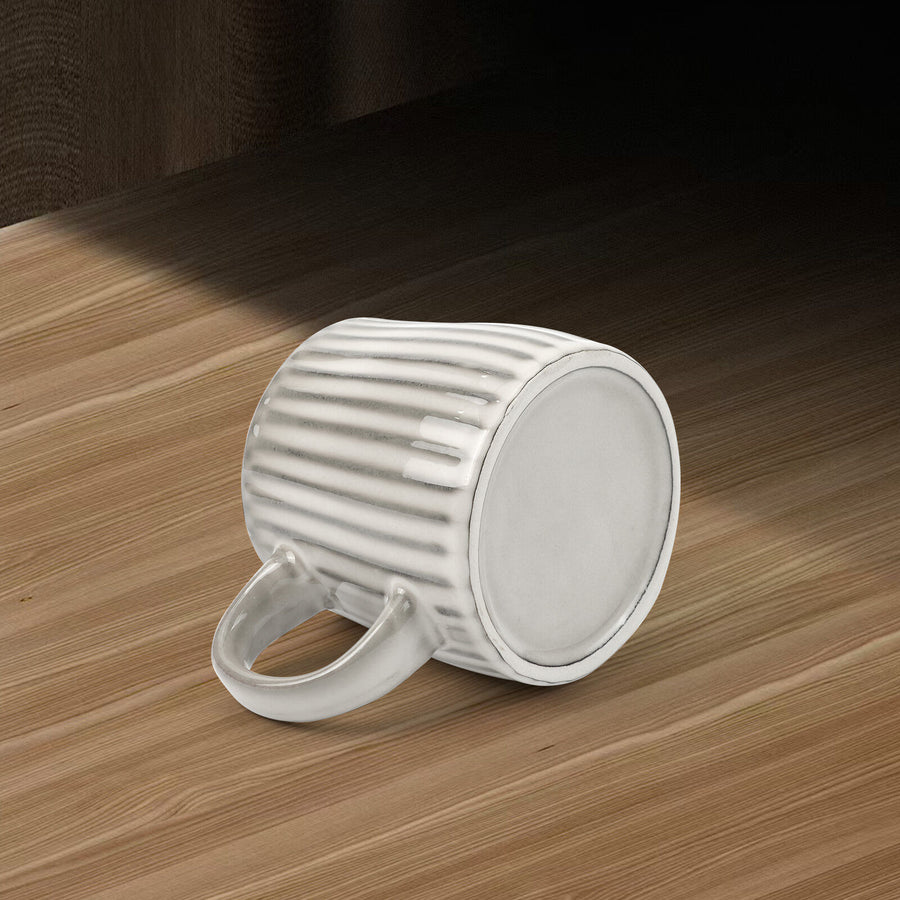 High-Fired Ceramic Stoneware Ribbed Mug 460ml - EARTHY GREY