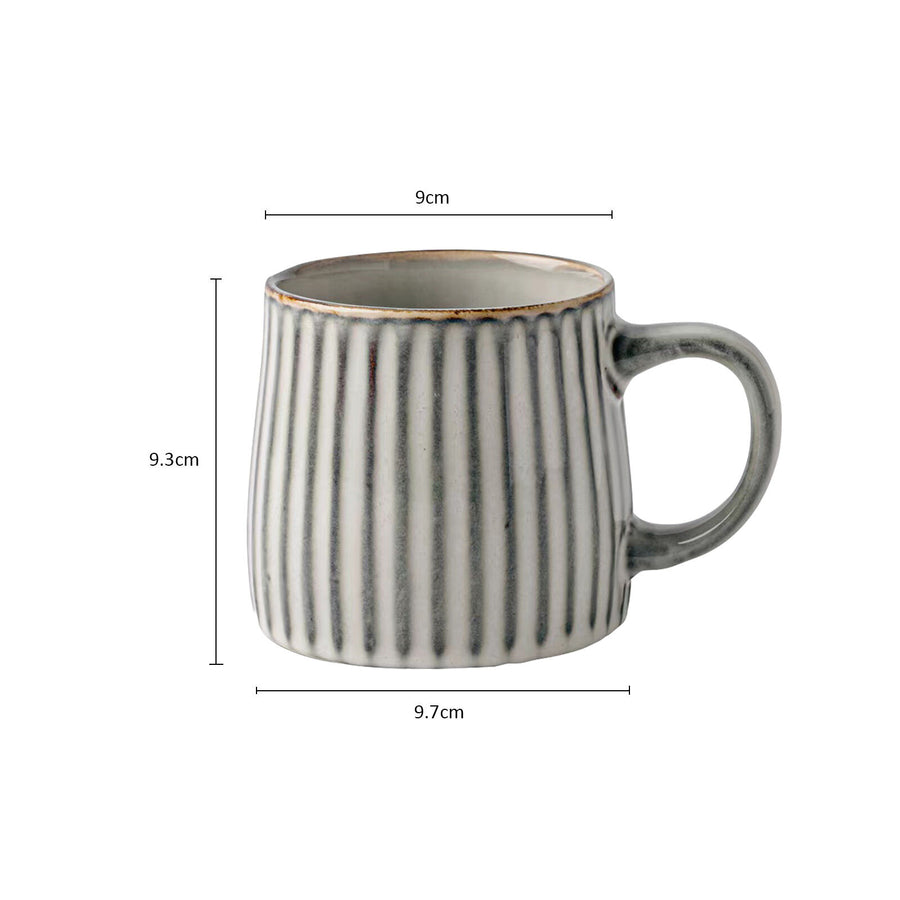 High-Fired Ceramic Stoneware Ribbed Mug 460ml - EARTHY GREY