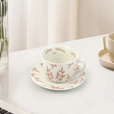 High-Fired Ceramic Stoneware Speckle Cup & Saucer Set 380ml Floral - EARTHY RED - Front View