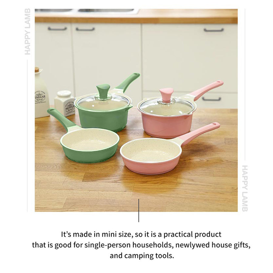 16cm Sauce Pot and Stone Frypan with a Lid - OLIVE