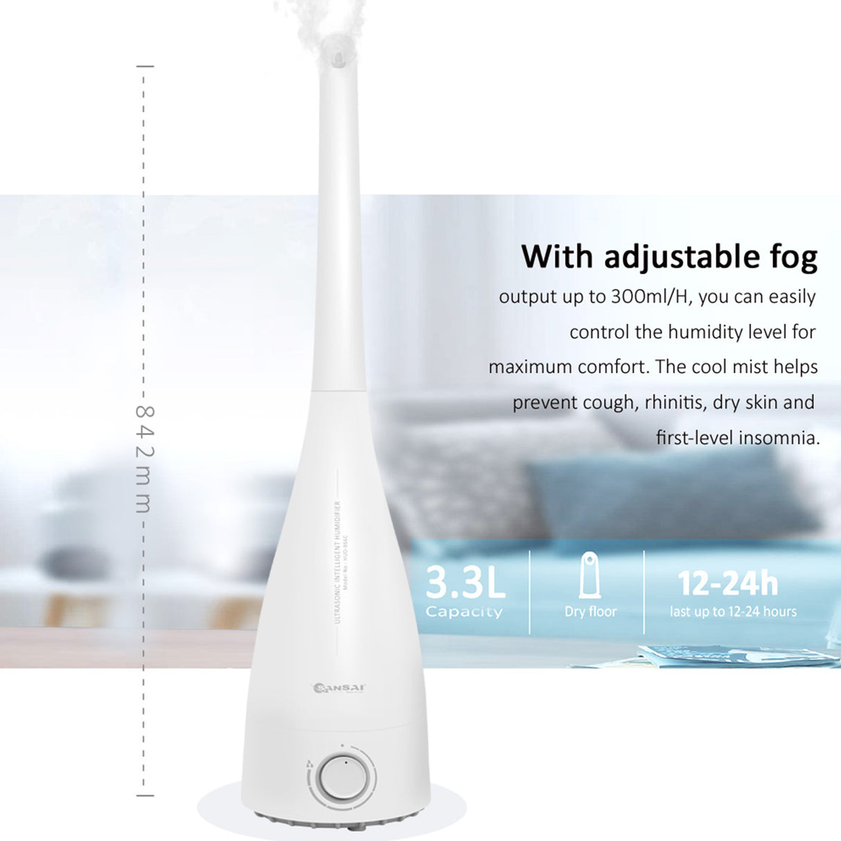 2X SANSAI Ultrasonic Air Humidifier 3.3L WHITE