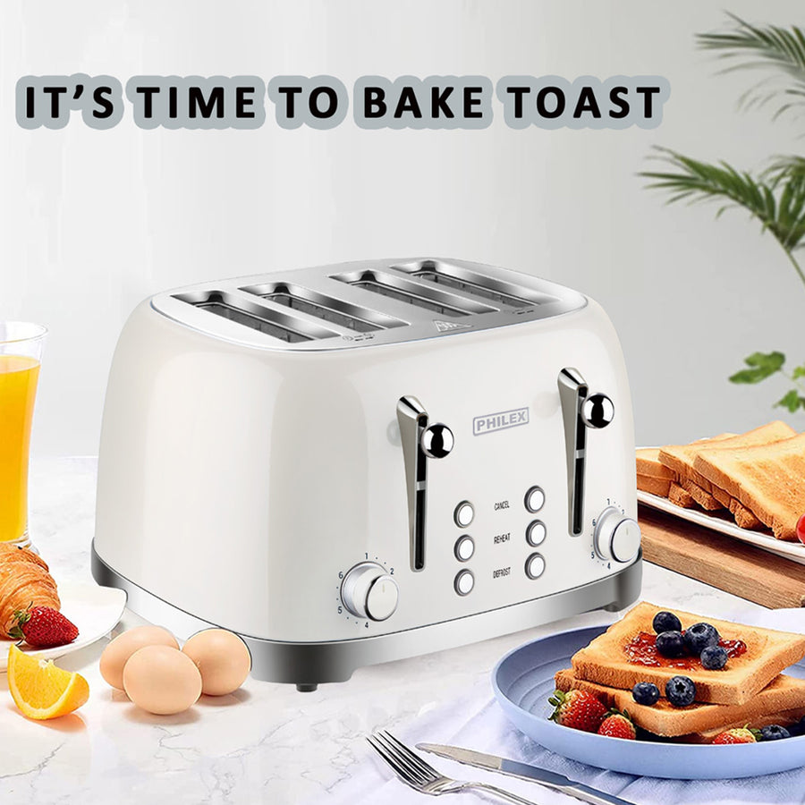 PHILEX 4 Slice Toaster OFF-WHITE / IVORY