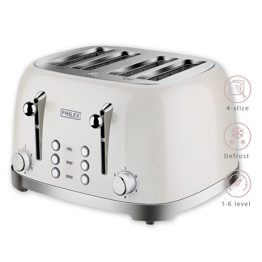 PHILEX 4 Slice Toaster OFF-WHITE / IVORY