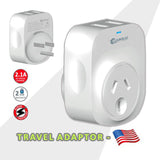 2X Sansai Travel Adaptor 2 X USB - USA - Low Angle