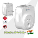 2X Sansai Travel Adaptor 2 X USB - India - Rear View
