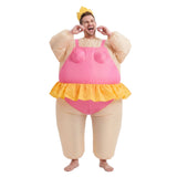 Inflatable Costume Funny Fat Suit Fancy Dress Adult Party Outfit Pink One Size - Side View