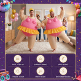 Inflatable Costume Funny Fat Suit Fancy Dress Adult Party Outfit Pink One Size - Top-Down View