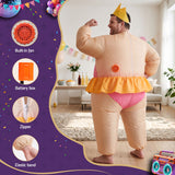 Inflatable Costume Funny Fat Suit Fancy Dress Adult Party Outfit Pink One Size - 45-Degree Angle