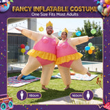 Inflatable Costume Funny Fat Suit Fancy Dress Adult Party Outfit Pink One Size - Close-Up Angle