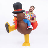 Inflatable Costume Ride On Turkey Fancy Dress Funny Party Outfit Brown One Size