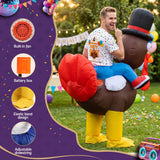 Inflatable Costume Ride On Turkey Fancy Dress Funny Party Outfit Brown One Size - 45-Degree Angle