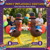 Inflatable Costume Ride On Turkey Fancy Dress Funny Party Outfit Brown One Size - Rear View