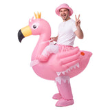 Inflatable Costume Ride On Flamingo Adult Party Suit Pink One Size - Side View