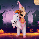 Inflatable Unicorn Costume Adult Suit Blow Up Party Fancy Dress Halloween Cosplay - Low Angle