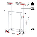 Artiss 2X Clothes Rack Double Rod Airer Rail Coat Stand Adjustable Hanger