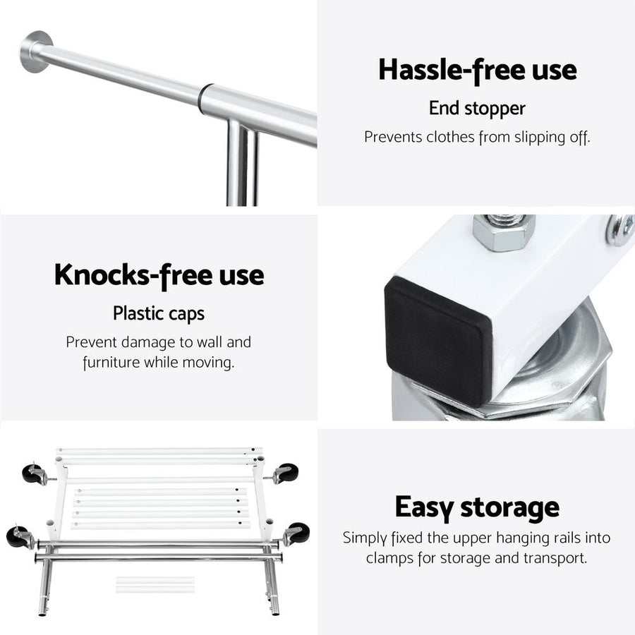 Artiss 2X Clothes Rack Double Rod Airer Rail Coat Stand Adjustable Hanger