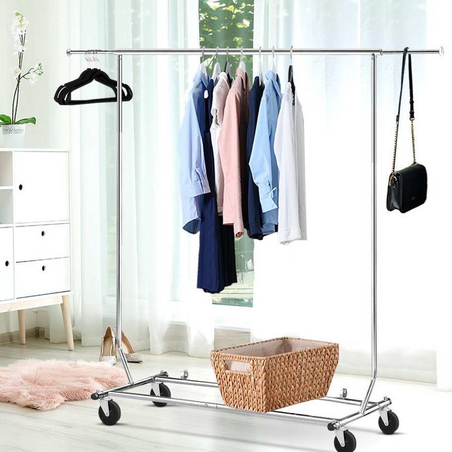 Artiss adjustable clothes rack on wheels, chrome metal, image 7