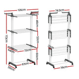 Artiss Clothes Airer Drying Rack 173cm Coat Hanger Foldable - Front View