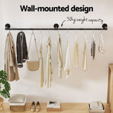 Artiss Clothes Rack Garment Rail Metal Industrial Pipe Wall Mounted 2 Pack - Side View