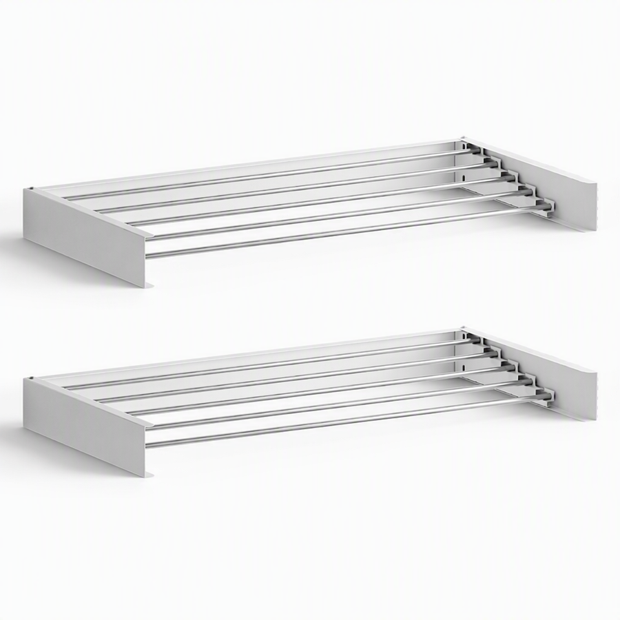 Artiss Set of 2 Clothes Rack Wall Mounted Airer Foldable White