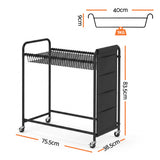 Artiss Pants Trolley Mobile Clothes Rack Clothing Stand with 30 Hangers Wheels Storage Organizer Bag - Side View