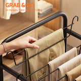 Artiss Pants Trolley Mobile Clothes Rack Clothing Stand with 30 Hangers Wheels Storage Organizer Bag - 45-Degree Angle