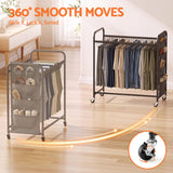 Artiss Pants Trolley Mobile Clothes Rack Clothing Stand with 30 Hangers Wheels Storage Organizer Bag