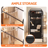 Artiss Pants Trolley Mobile Clothes Rack Clothing Stand with 30 Hangers Wheels Storage Organizer Bag - Close-Up Angle