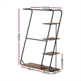 Artiss Wardrobe Clothes Rack Airer 4-Tier Walnut - Top-Down View