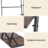 Artiss Wardrobe Clothes Rack Airer 4-Tier Walnut - Low Angle