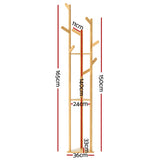 Bamboo 3-Tier Garment Rack with 9 Hooks and Tree Design - Front View