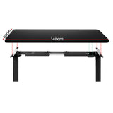 Artiss Standing Desk Motorised Black 140CM - Side View