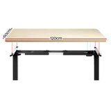 Artiss Standing Desk Motorised White Oak 120CM - Side View