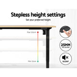 Artiss Standing Desk Motorised White Oak 140CM - Top-Down View