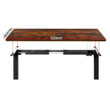 Artiss Standing Desk Motorised Rustic Brown 120CM - Side View