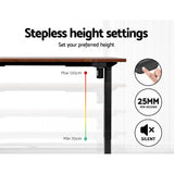 Artiss Standing Desk Motorised Rustic Brown 120CM - Top-Down View