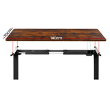 Artiss Standing Desk Motorised Rustic Brown 140CM - Side View