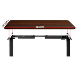 Artiss Standing Desk Motorised Walnut 140CM - Side View