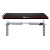 Artiss Standing Desk Motorised 140CM Black - Side View