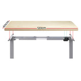 Artiss Standing Desk Motorised 120CM White Oak - Side View