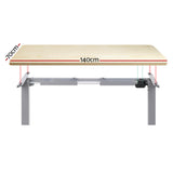 Artiss Standing Desk Motorised 140CM White Oak - Side View