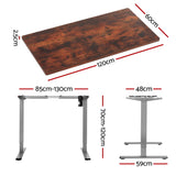 Artiss Standing Desk Motorised 120CM Rustic Brown - Front View