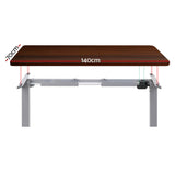 Artiss Standing Desk Motorised 140CM Walnut - Side View