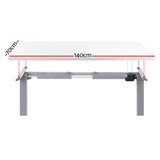 Artiss Standing Desk Motorised 140CM White - Side View