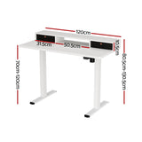 Artiss Electric Standing Desk with Storage Shelf Drawer Office Table 120CM - Front View